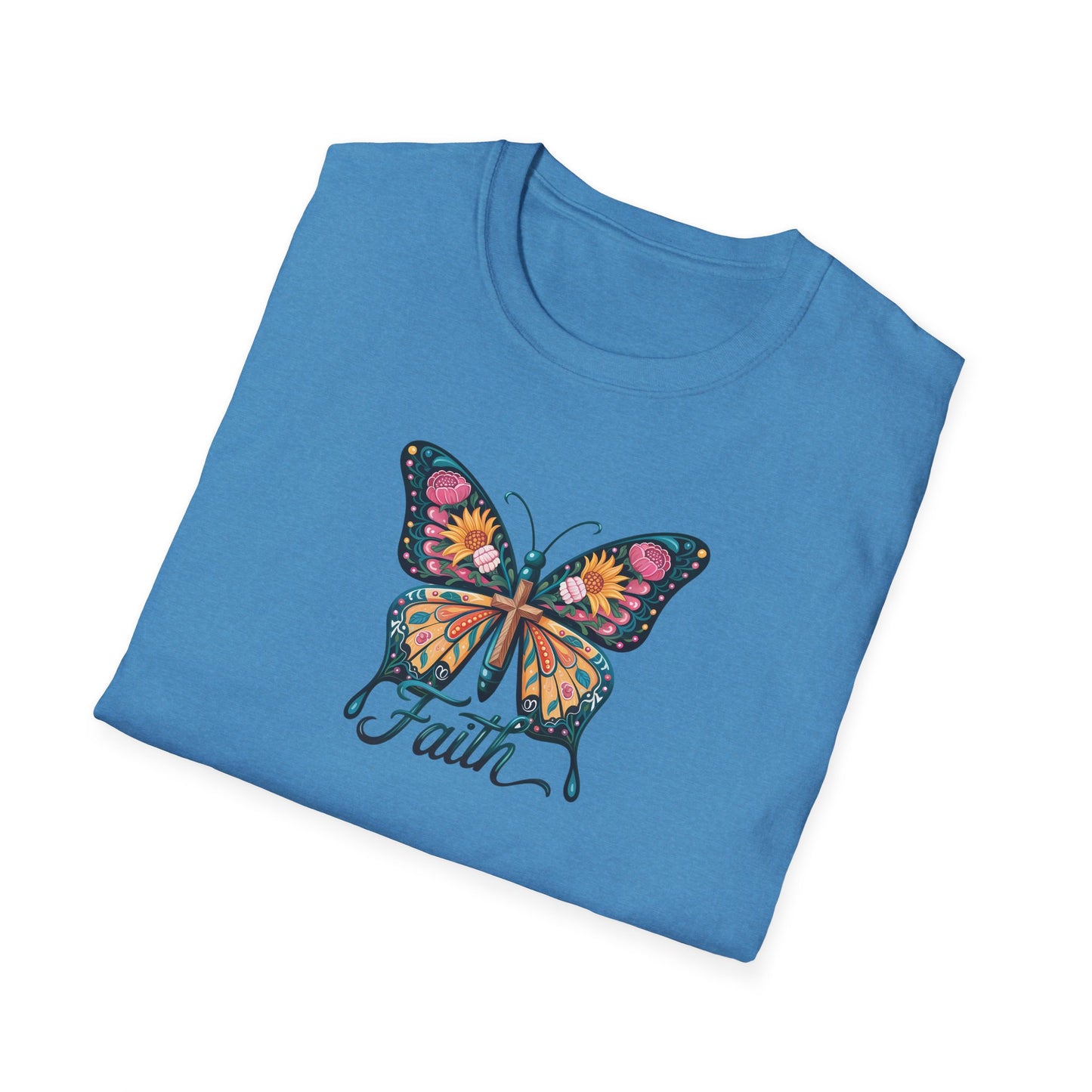 Faith Butterfly - Unisex Softstyle T-Shirt | Inspirational Tee, Gift for Her, Spring Fashion, Spiritual Wear, Summer Outfit