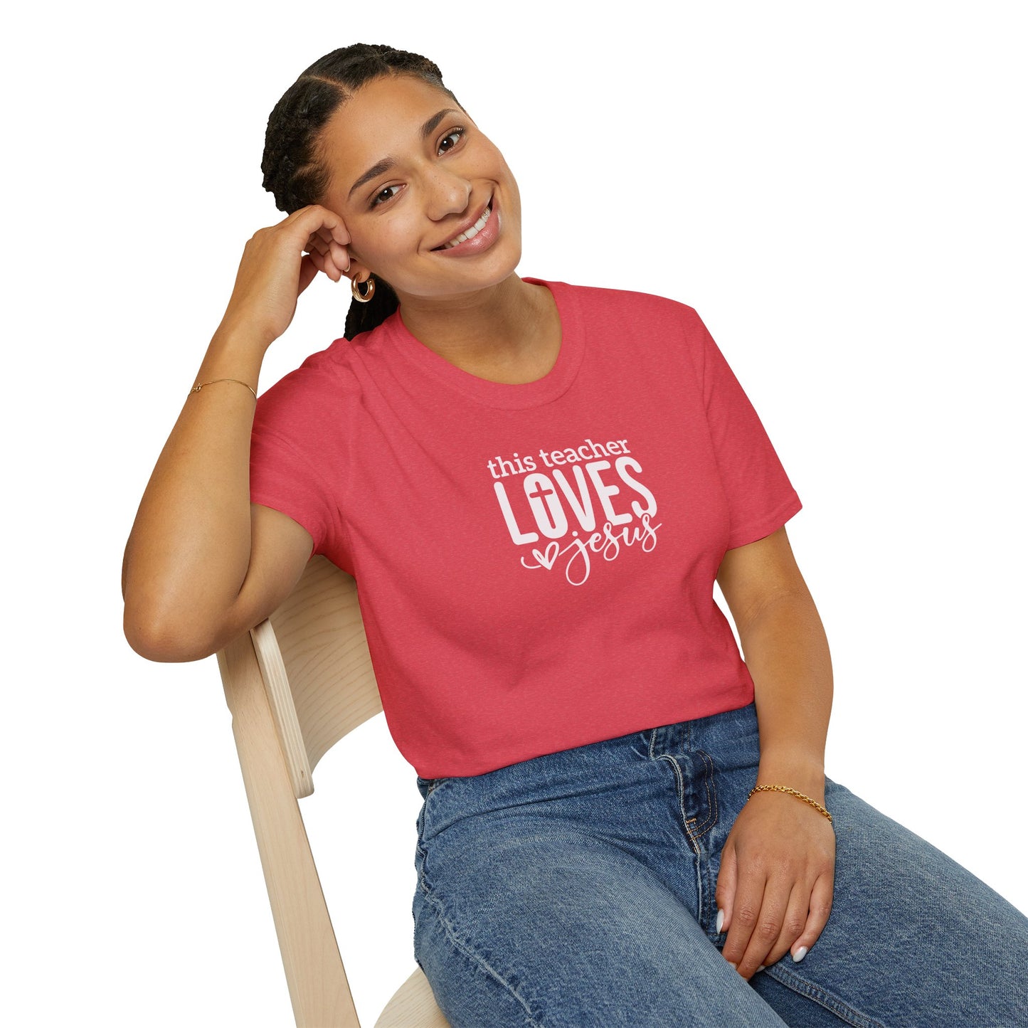 "This Teacher Loves Jesus" Unisex Softstyle T-Shirt
