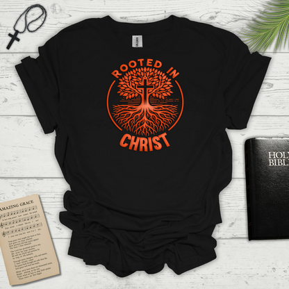 "Rooted in Christ" Orange Graphic T-Shirt