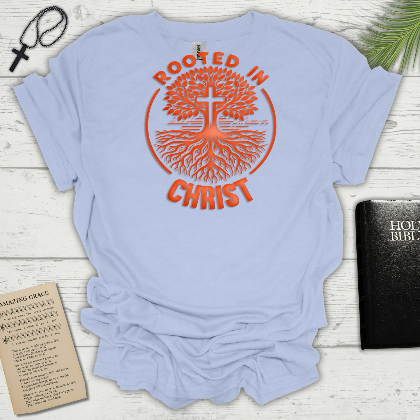 "Rooted in Christ" Orange Graphic T-Shirt
