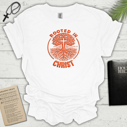 "Rooted in Christ" Orange Graphic T-Shirt