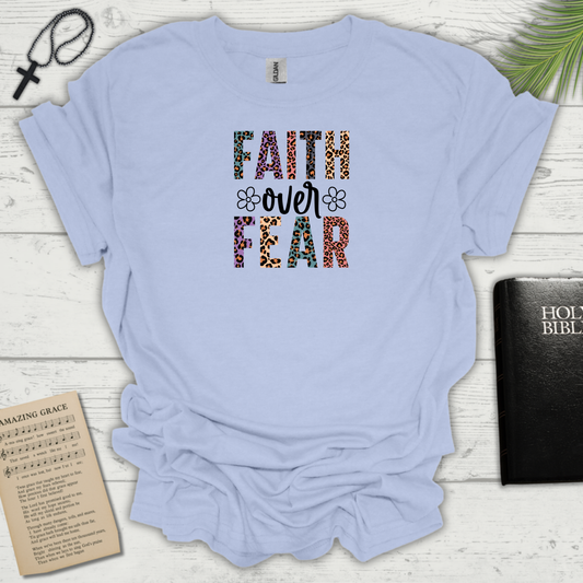 "Faith Over Fear" Leopard Design T-Shirt