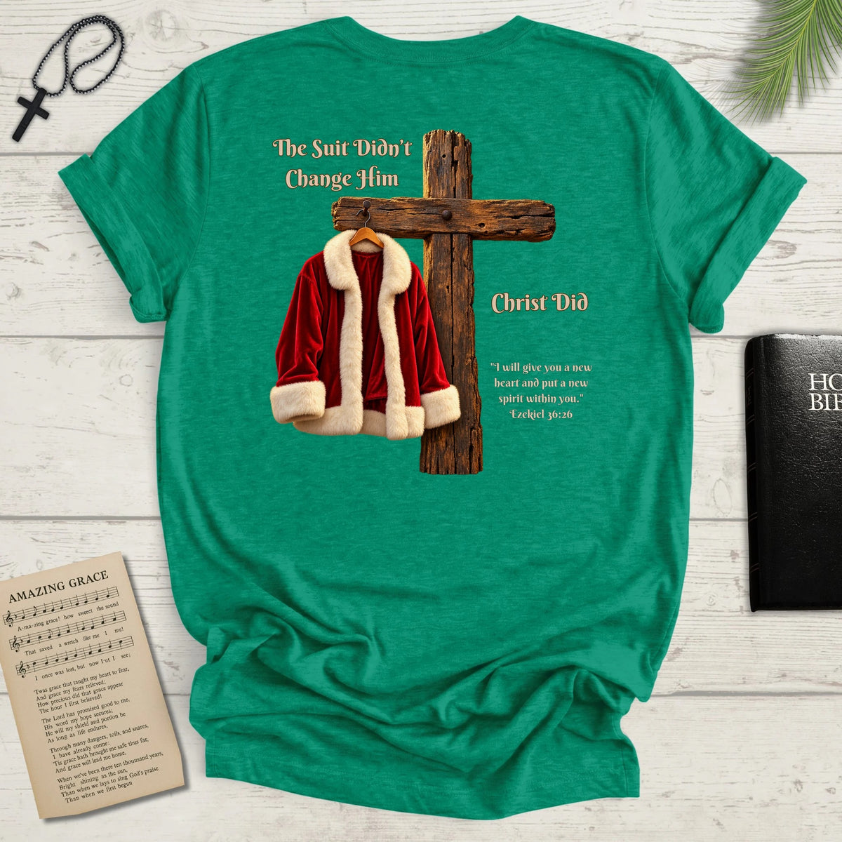 "The Suit Didn't Change Him" Back Print Christian T-Shirt