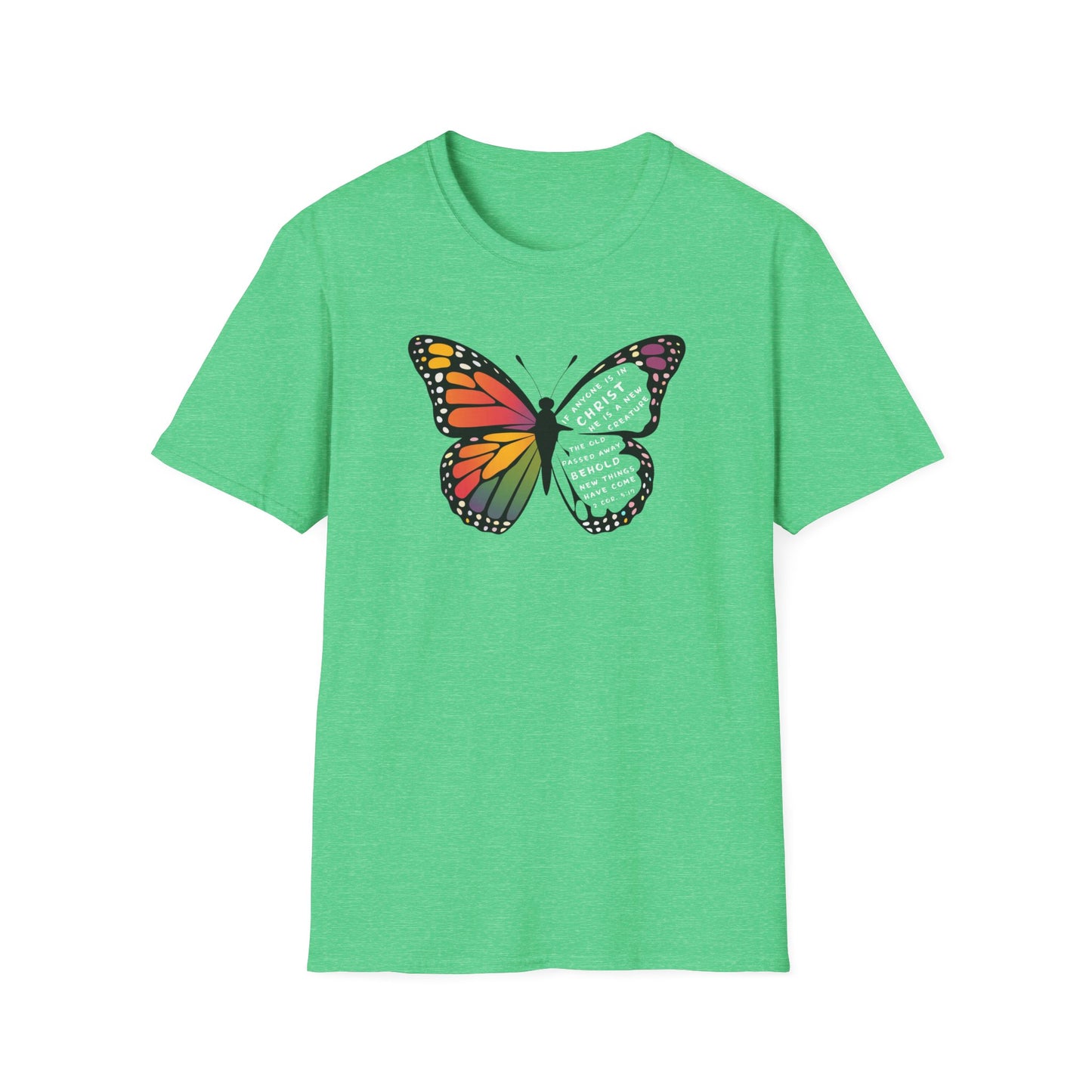 Bold & Colorful “New in Christ” Bible Verse Tee Unisex Softstyle T-Shirt