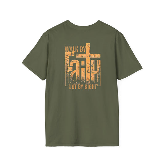 "Walk by Faith Not by Sight" Back Print Unisex Softstyle T-Shirt