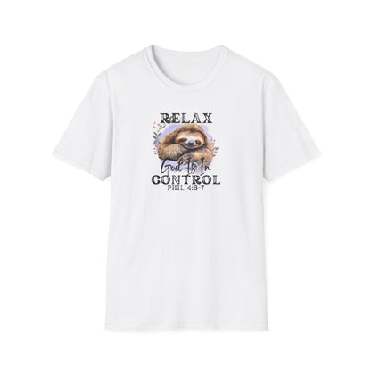 "Relax God is in Control" - Unisex Softstyle T-Shirt
