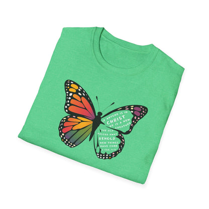 Bold & Colorful “New in Christ” Bible Verse Tee Unisex Softstyle T-Shirt