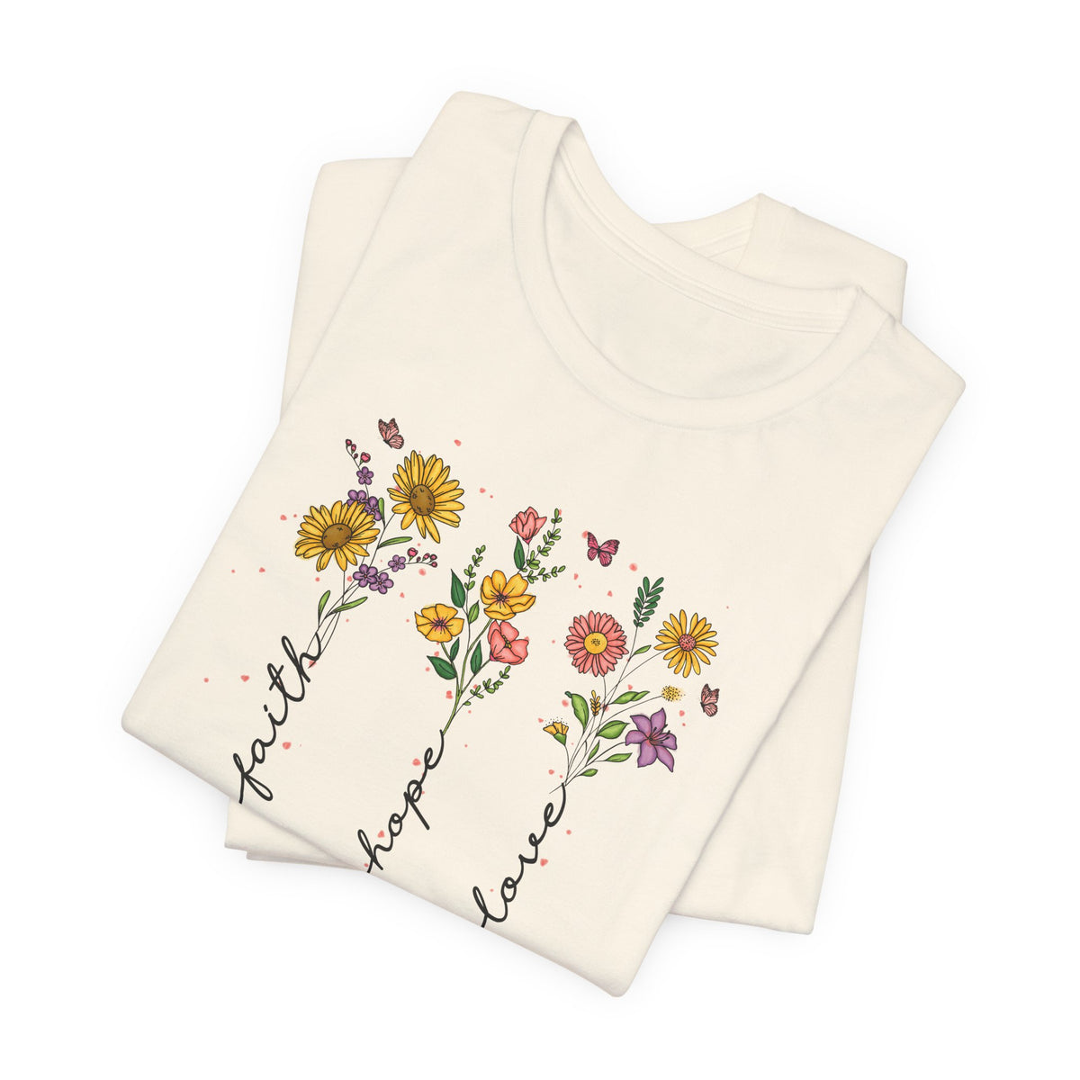 "Faith Hope Love" Flowers Unisex Softstyle T-Shirt