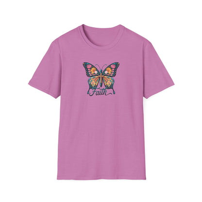 Faith Butterfly - Unisex Softstyle T-Shirt | Inspirational Tee, Gift for Her, Spring Fashion, Spiritual Wear, Summer Outfit