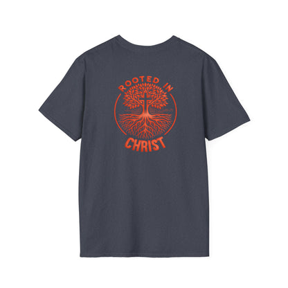 "Rooted In Christ" Back Print Unisex Softstyle T-Shirt