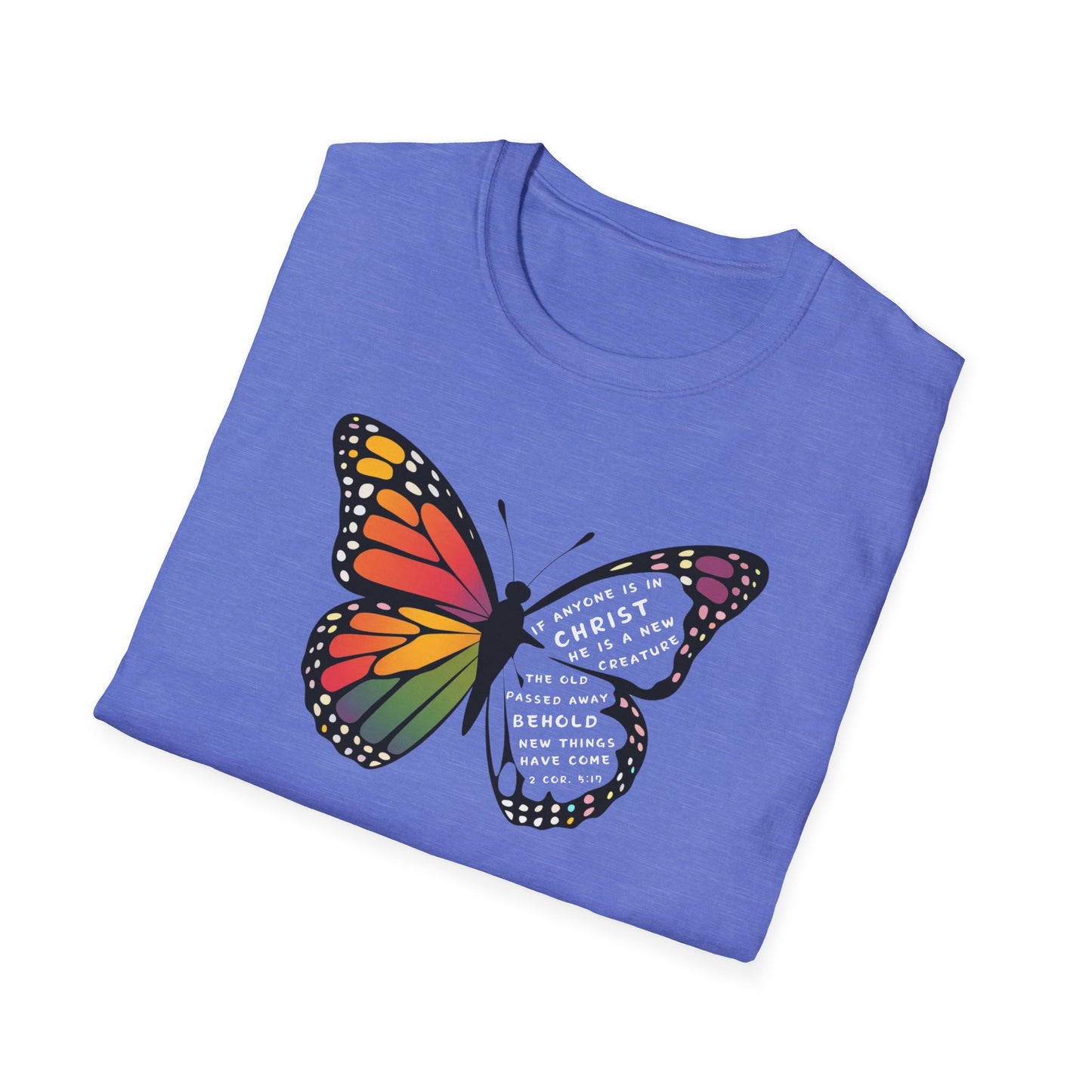 Bold & Colorful “New in Christ” Bible Verse Tee Unisex Softstyle T-Shirt