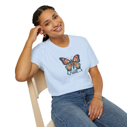 Faith Butterfly - Unisex Softstyle T-Shirt | Inspirational Tee, Gift for Her, Spring Fashion, Spiritual Wear, Summer Outfit