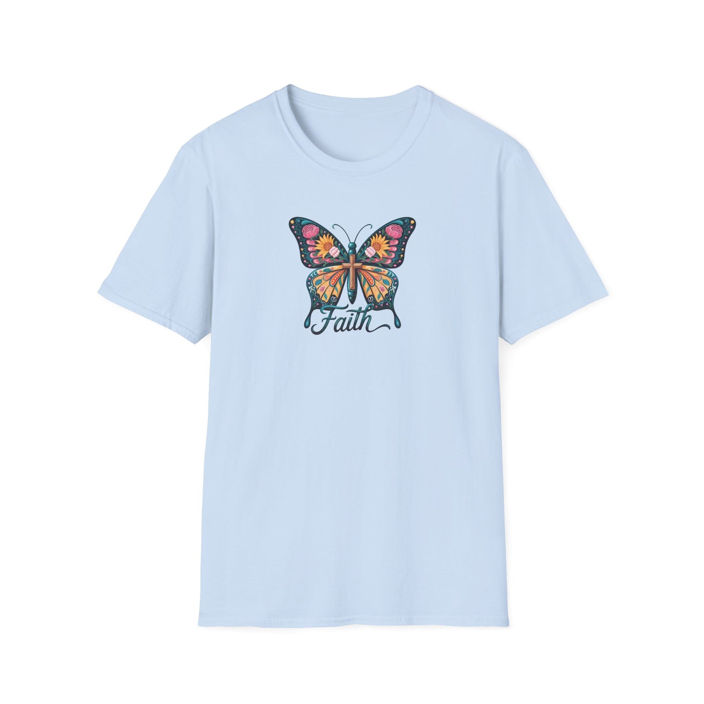 Faith Butterfly - Unisex Softstyle T-Shirt | Inspirational Tee, Gift for Her, Spring Fashion, Spiritual Wear, Summer Outfit