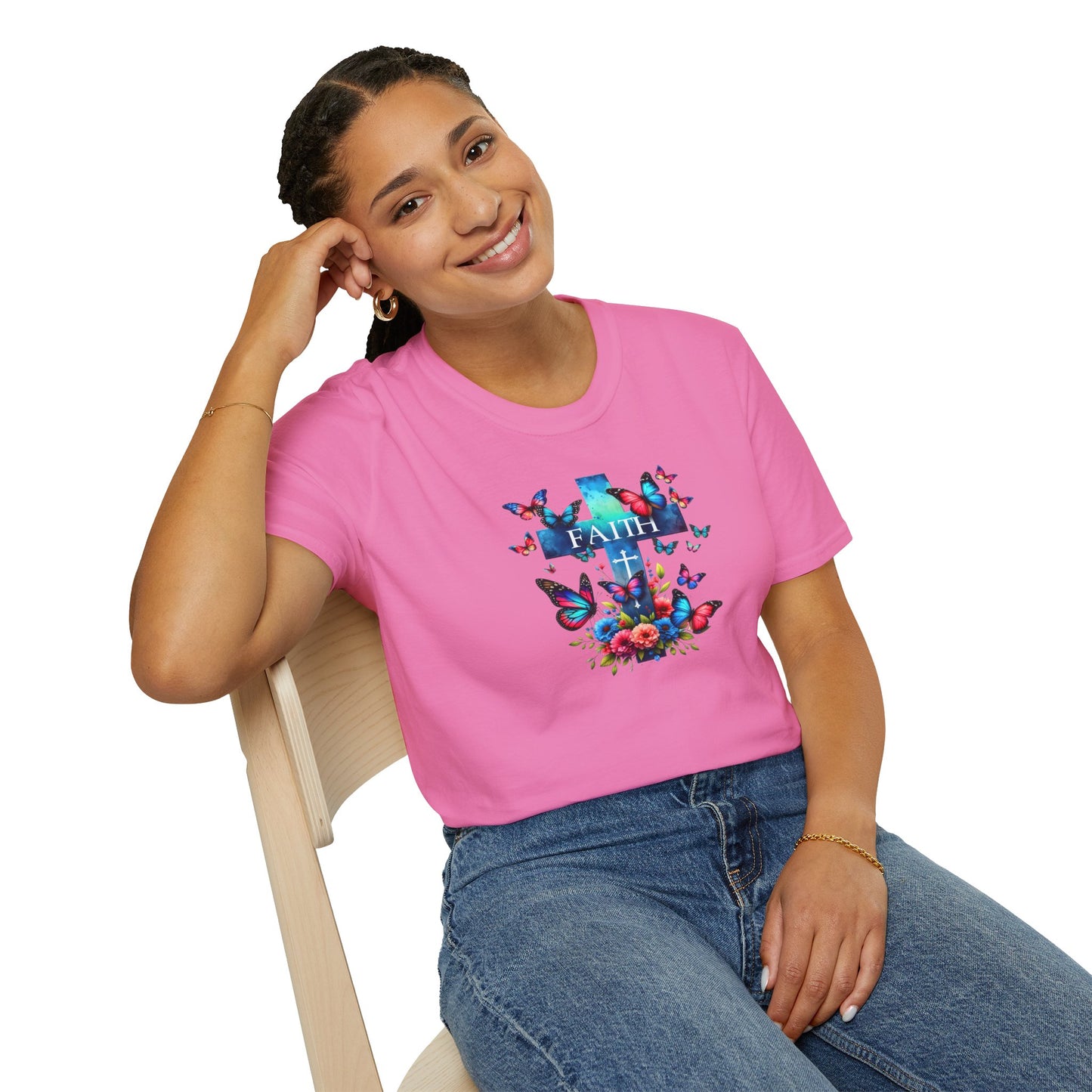 "Faith and Nature" -  Unisex T-Shirt - Christian, Butterfly Design