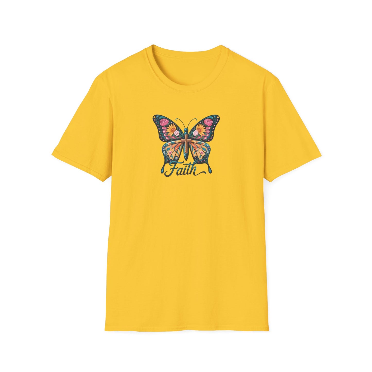 Faith Butterfly - Unisex Softstyle T-Shirt | Inspirational Tee, Gift for Her, Spring Fashion, Spiritual Wear, Summer Outfit