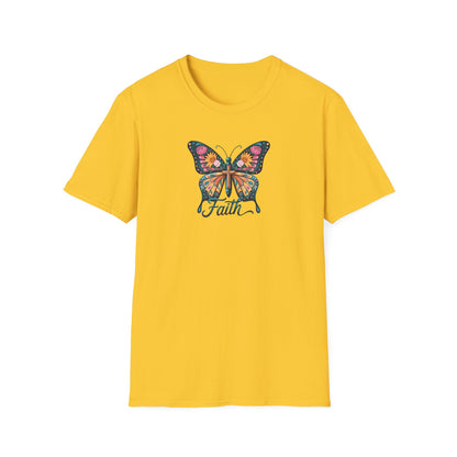 Faith Butterfly - Unisex Softstyle T-Shirt | Inspirational Tee, Gift for Her, Spring Fashion, Spiritual Wear, Summer Outfit