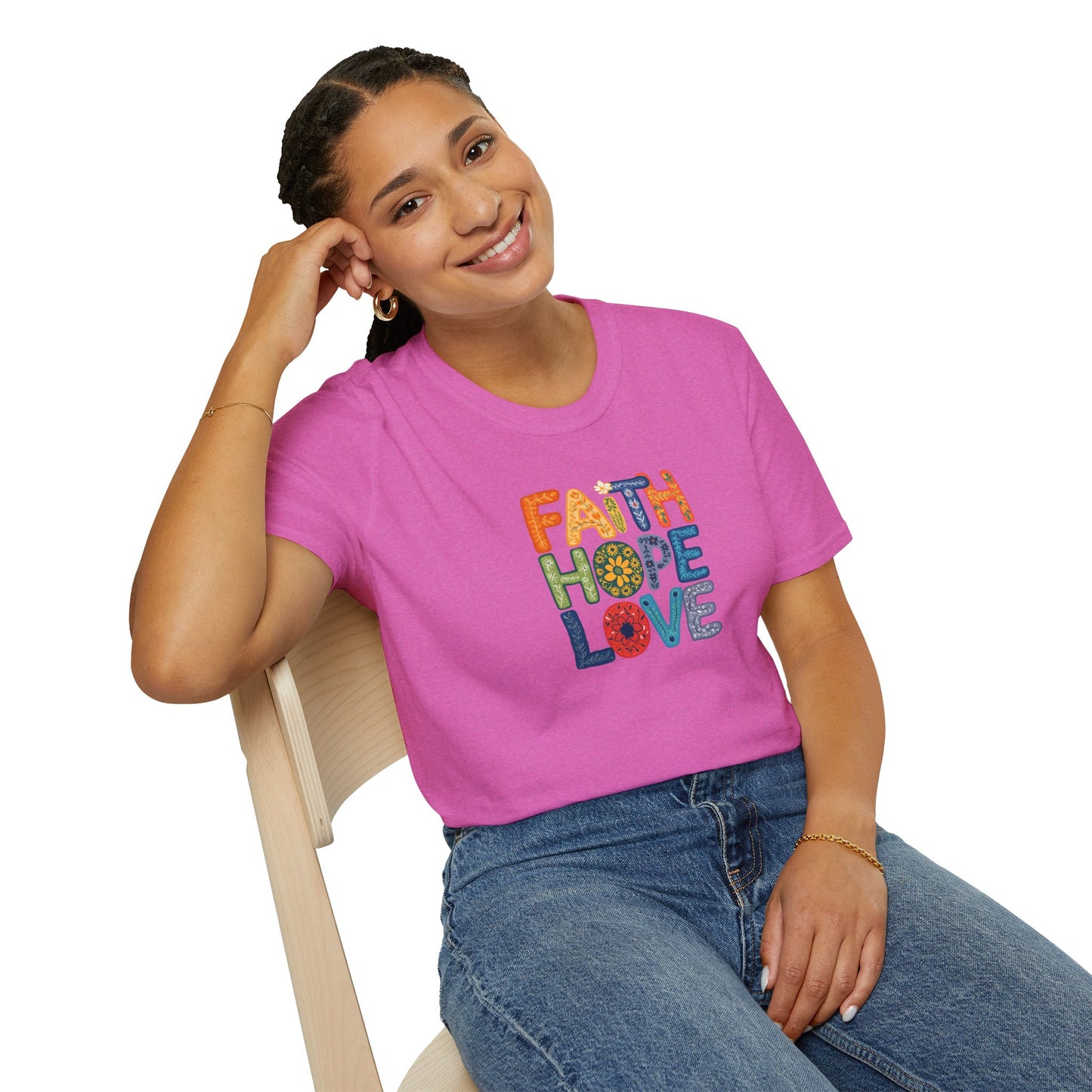 "Faith Hope Love" - Unisex Softstyle T-Shirt - Inspirational Graphic Tee