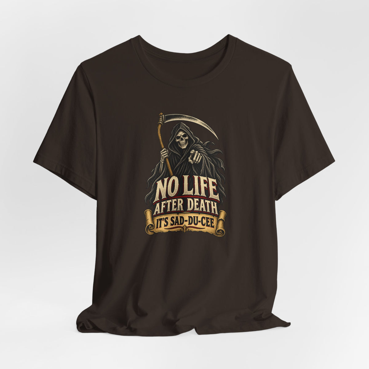 "It's Sad-du-cee" Front Print Vintage Grim Reaper Front Print T-Shirt