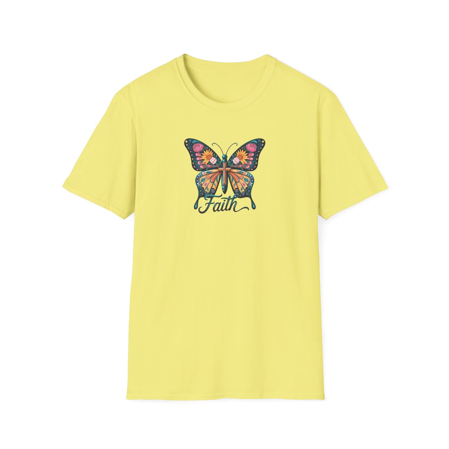 Faith Butterfly - Unisex Softstyle T-Shirt | Inspirational Tee, Gift for Her, Spring Fashion, Spiritual Wear, Summer Outfit