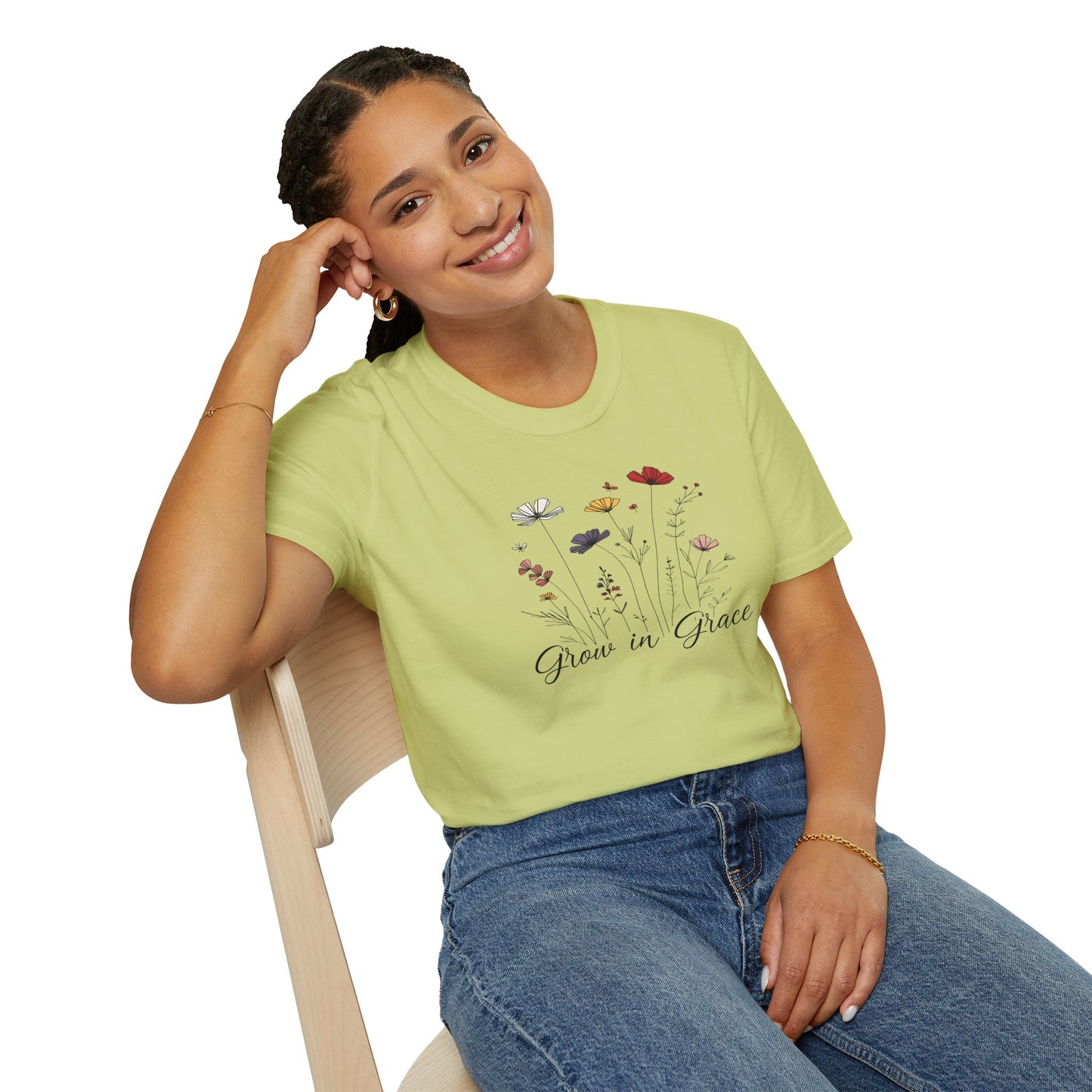 "Grow in Grace" Daisies - Unisex Softstyle T-Shirt