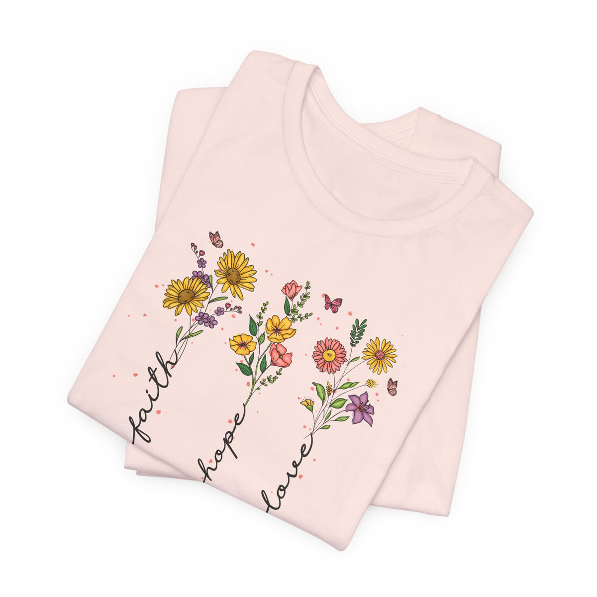 "Faith Hope Love" Flowers Unisex Softstyle T-Shirt