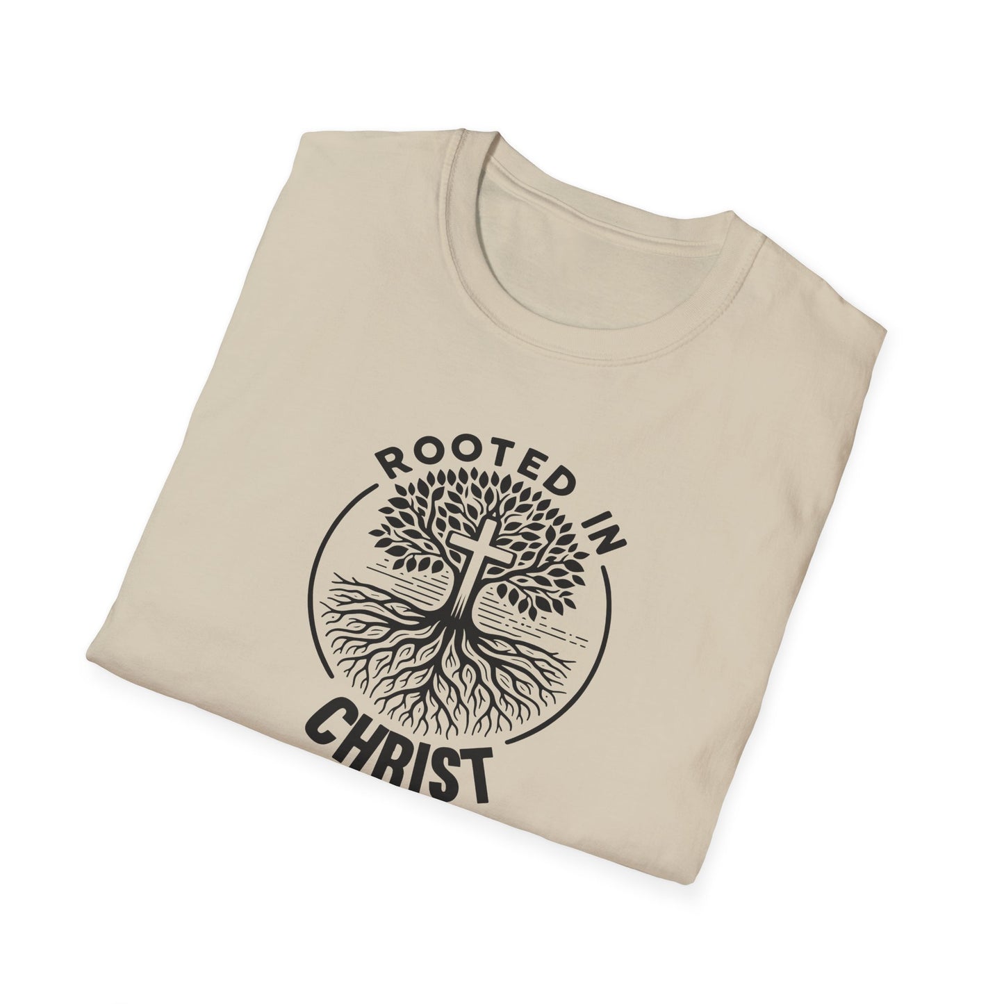 "Rooted In Christ" Front Print Unisex Softstyle T-Shirt