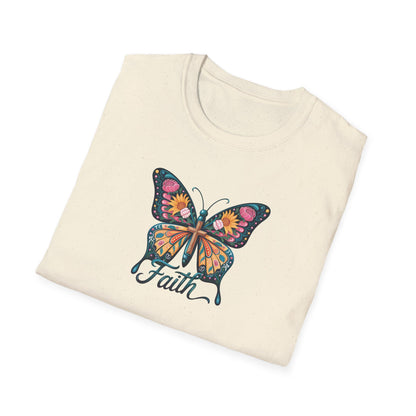 Faith Butterfly - Unisex Softstyle T-Shirt | Inspirational Tee, Gift for Her, Spring Fashion, Spiritual Wear, Summer Outfit