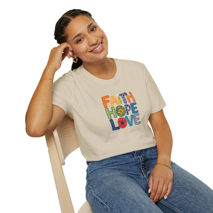 "Faith Hope Love" - Unisex Softstyle T-Shirt - Inspirational Graphic Tee