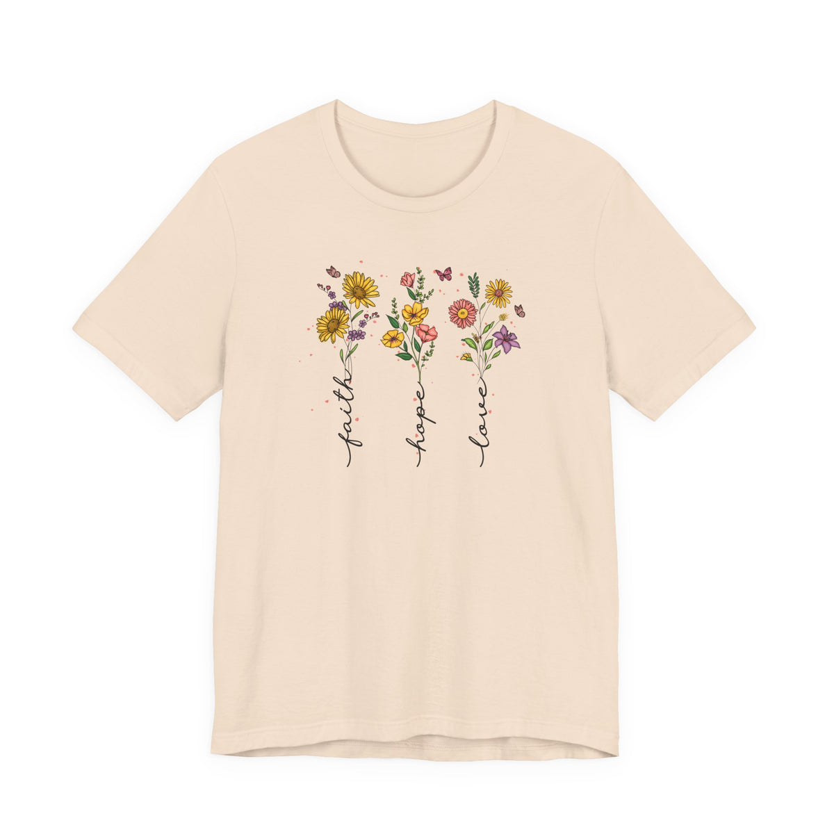 "Faith Hope Love" Flowers Unisex Softstyle T-Shirt