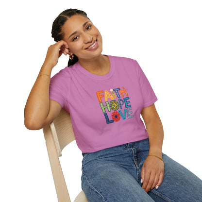 "Faith Hope Love" - Unisex Softstyle T-Shirt - Inspirational Graphic Tee