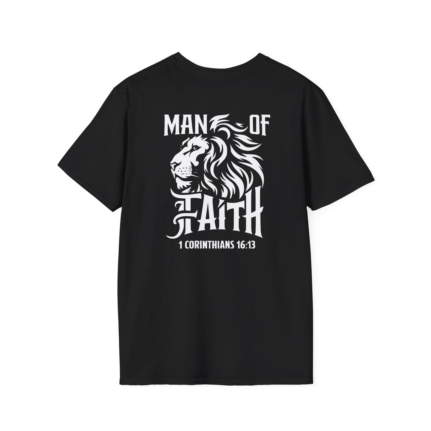 Man of Faith 1 Corth Back Print  Unisex Softstyle T-Shirt