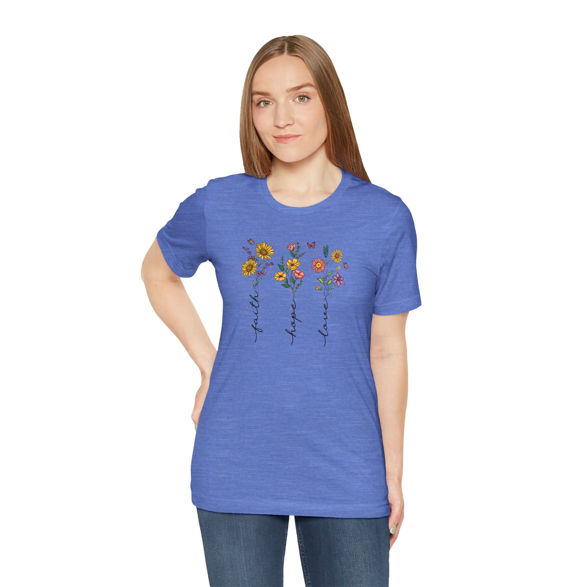 "Faith Hope Love" Flowers Unisex Softstyle T-Shirt