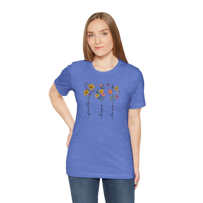 "Faith Hope Love" Flowers Unisex Softstyle T-Shirt