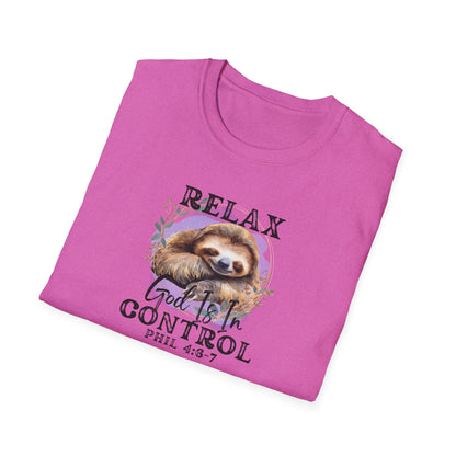 "Relax God is in Control" - Unisex Softstyle T-Shirt