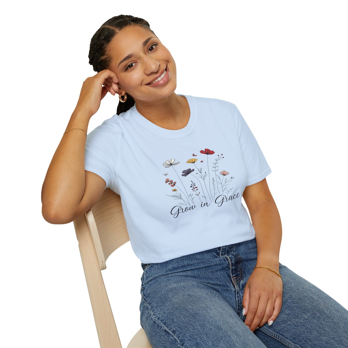 "Grow in Grace" Daisies - Unisex Softstyle T-Shirt