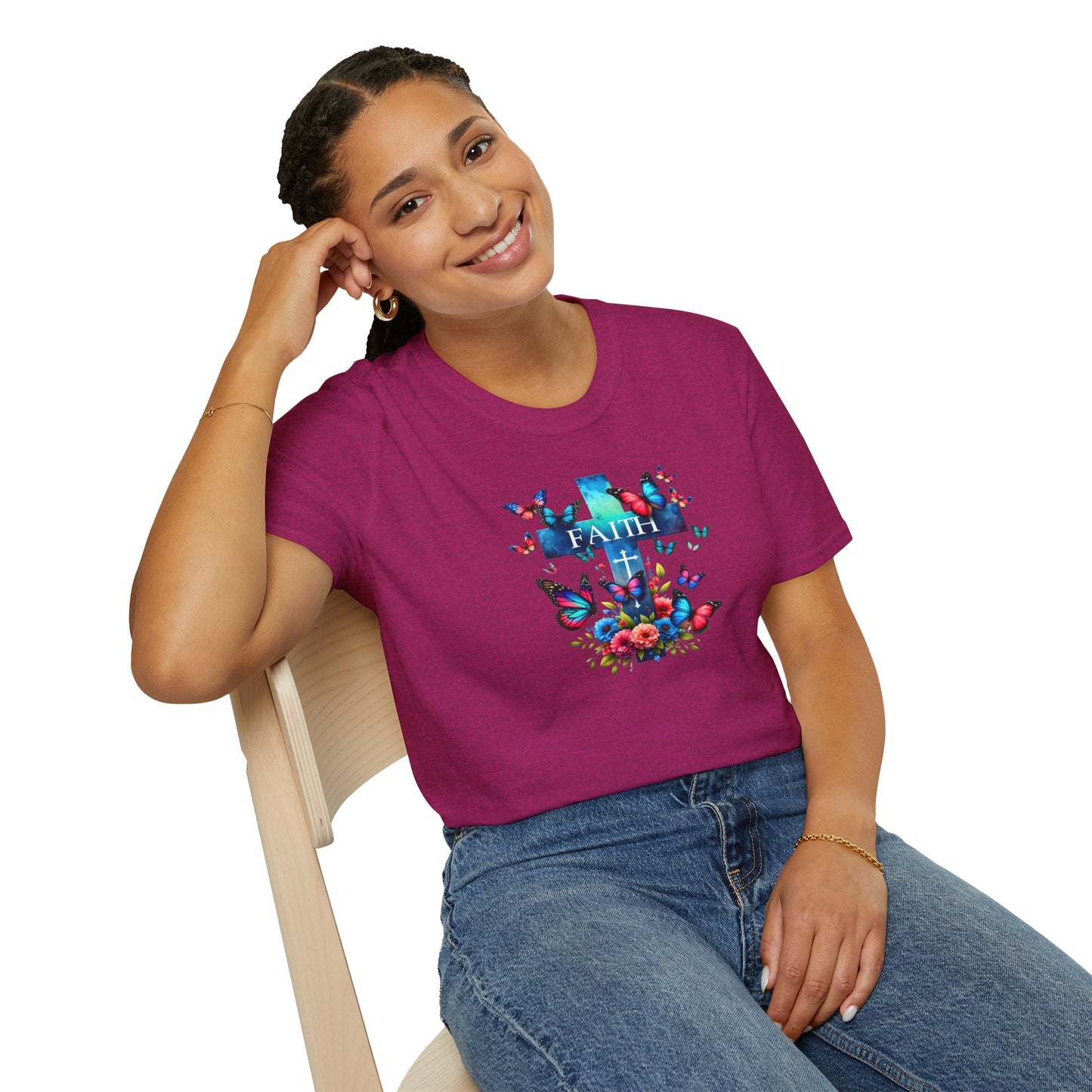 "Faith and Nature" -  Unisex T-Shirt - Christian, Butterfly Design