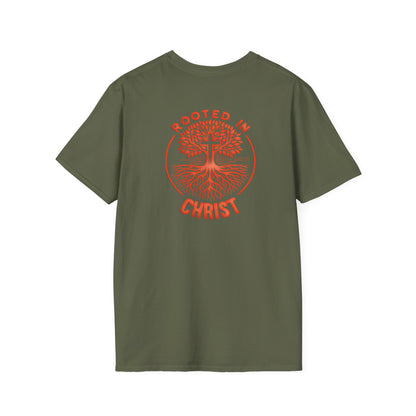 "Rooted In Christ" Back Print Unisex Softstyle T-Shirt