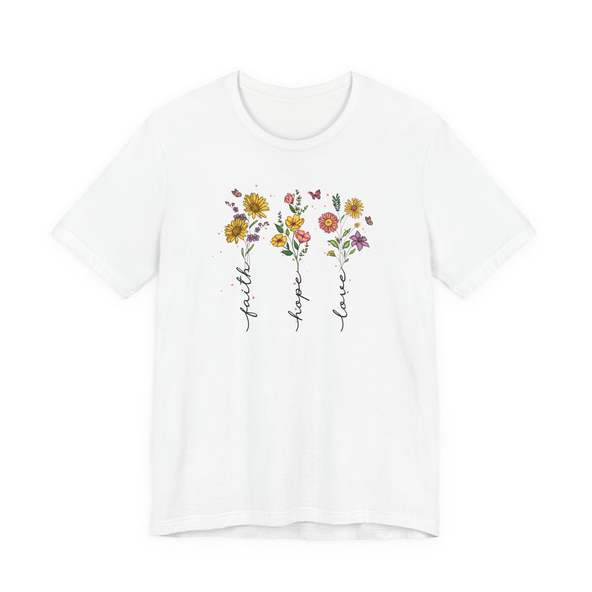 "Faith Hope Love" Flowers Unisex Softstyle T-Shirt