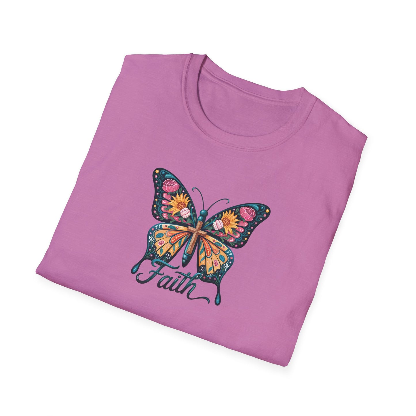 Faith Butterfly - Unisex Softstyle T-Shirt | Inspirational Tee, Gift for Her, Spring Fashion, Spiritual Wear, Summer Outfit