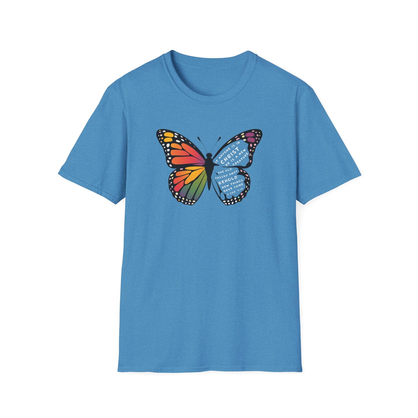 Bold & Colorful “New in Christ” Bible Verse Tee Unisex Softstyle T-Shirt