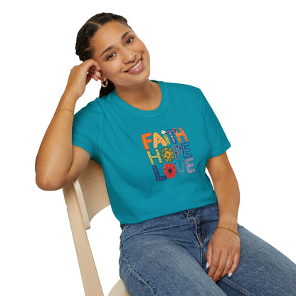 "Faith Hope Love" - Unisex Softstyle T-Shirt - Inspirational Graphic Tee