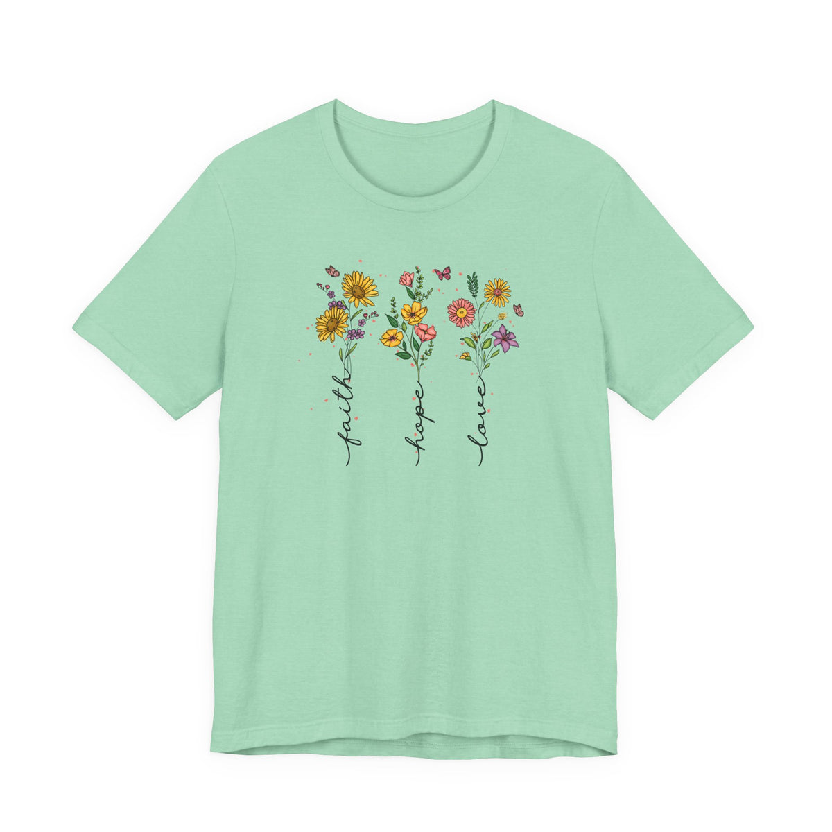 "Faith Hope Love" Flowers Unisex Softstyle T-Shirt