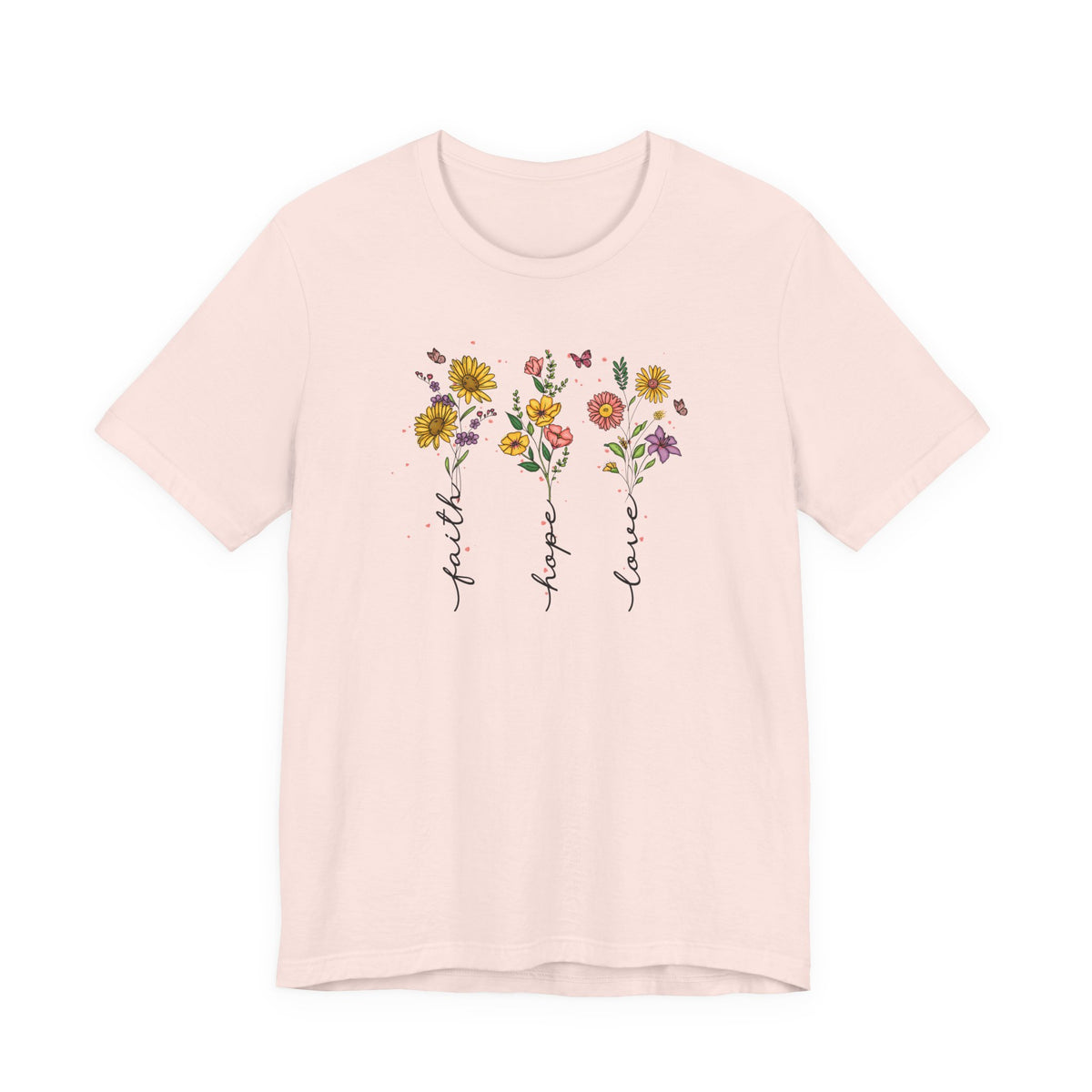 "Faith Hope Love" Flowers Unisex Softstyle T-Shirt