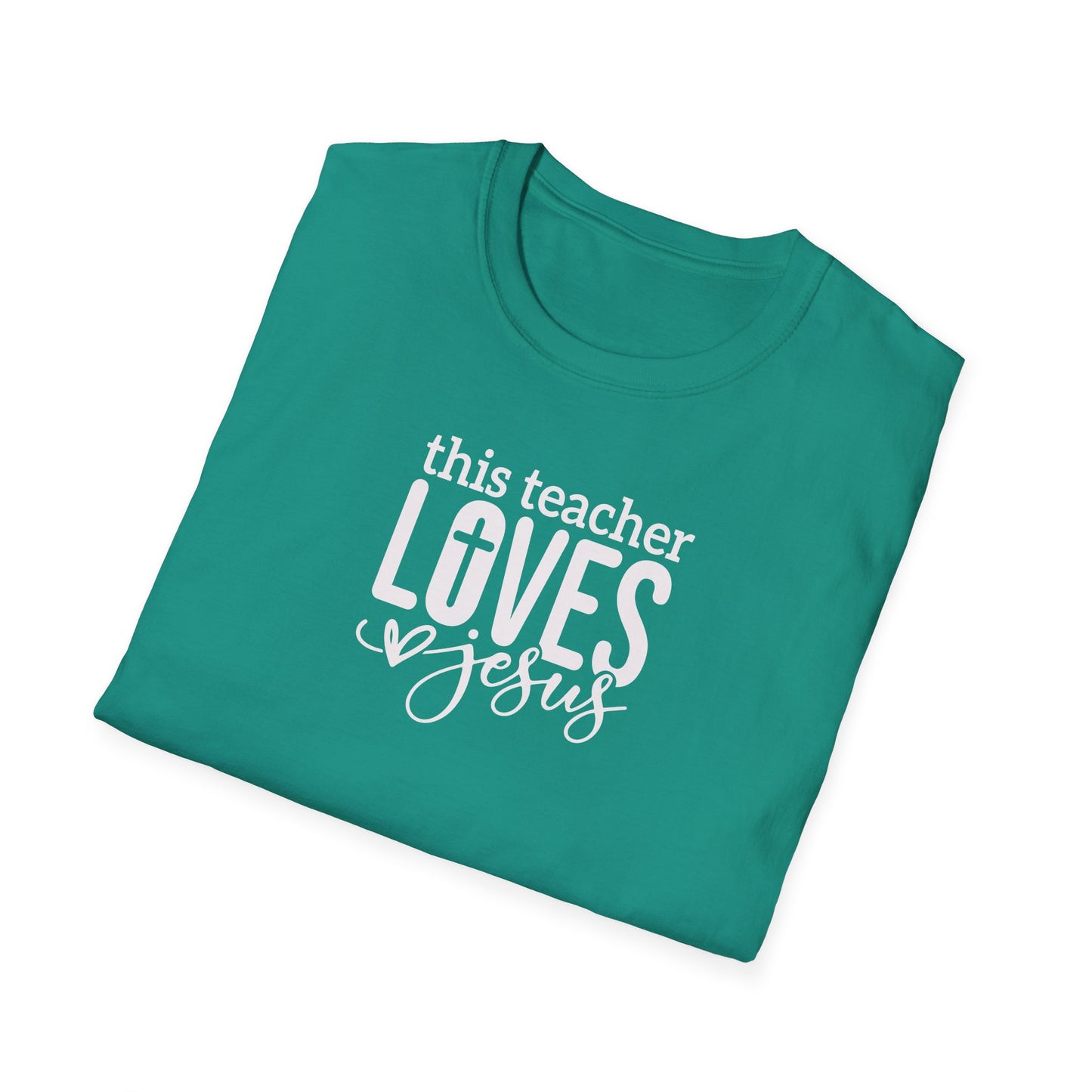 "This Teacher Loves Jesus" Unisex Softstyle T-Shirt