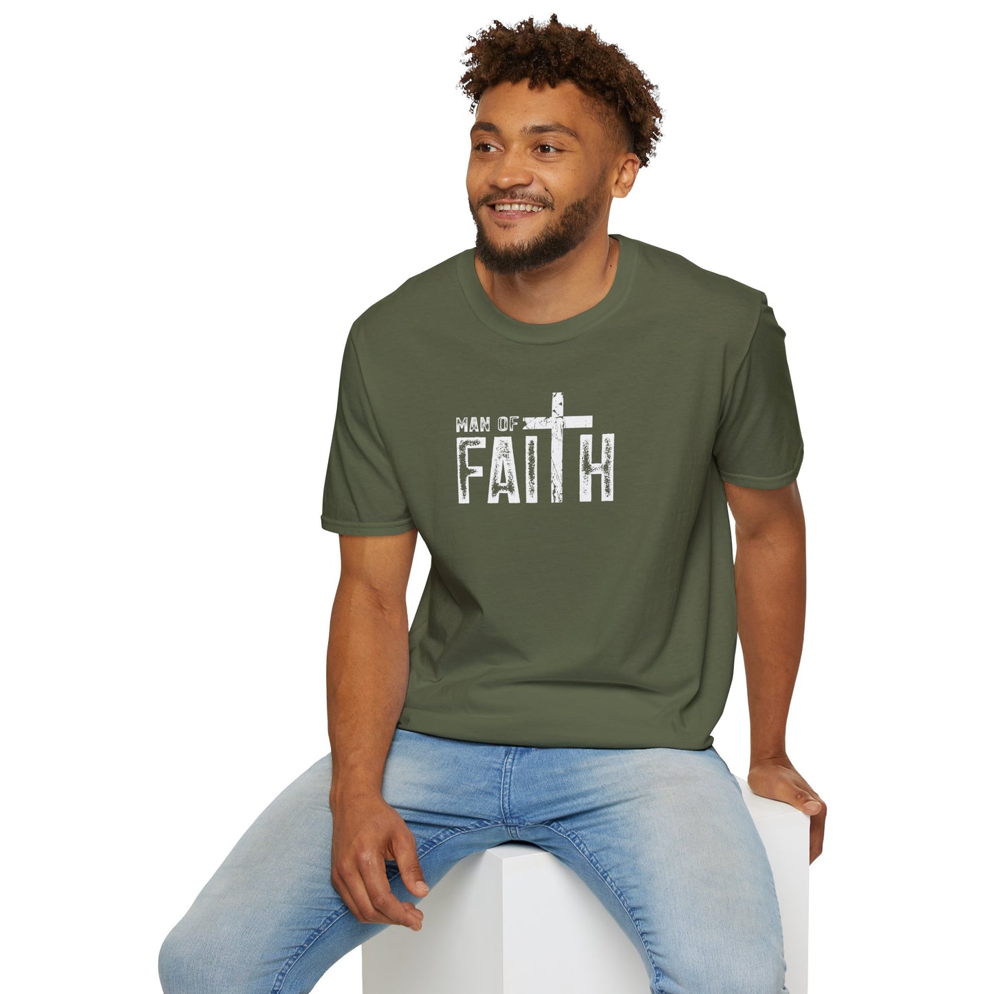 "Man of Faith" Retro Unisex Softstyle T-Shirt