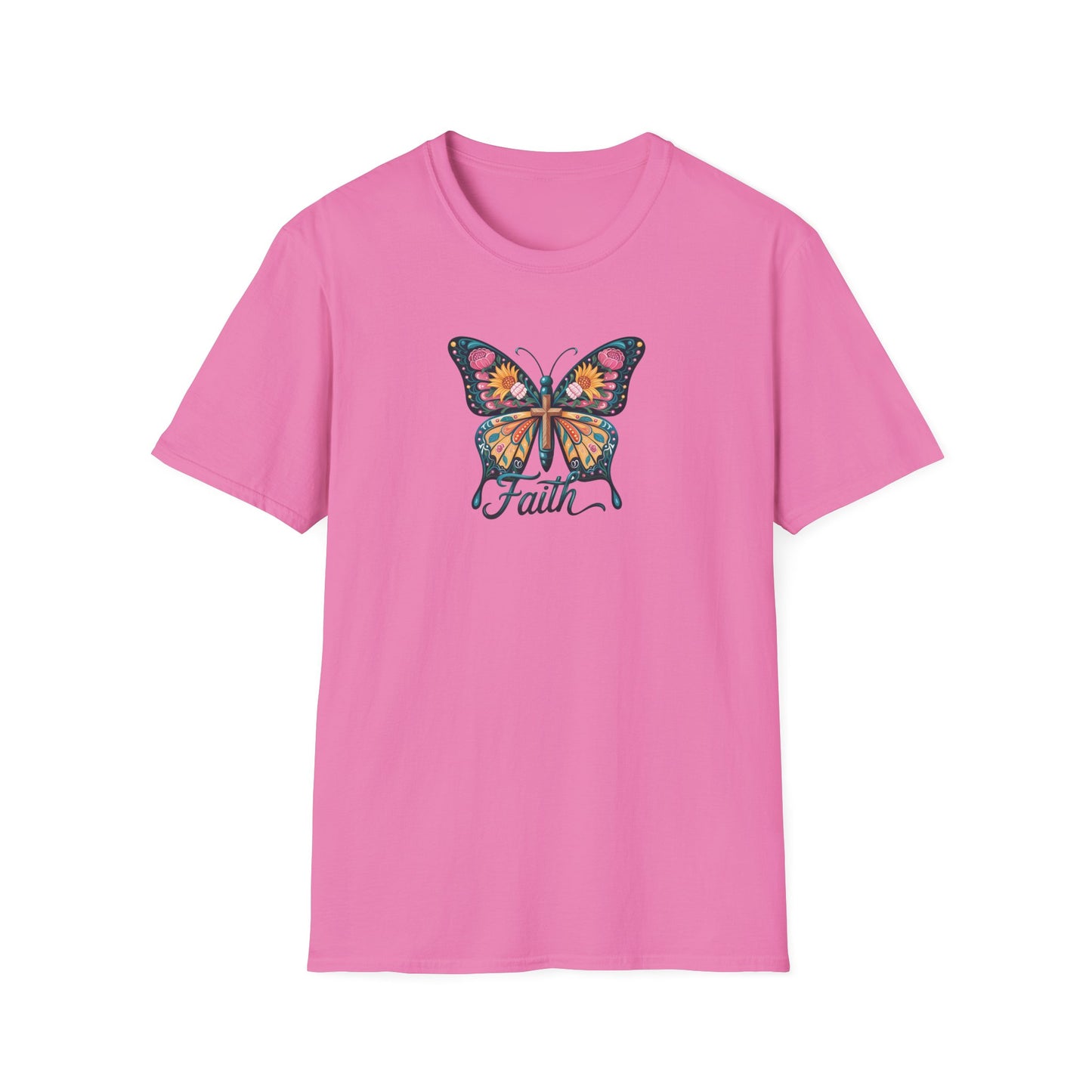 Faith Butterfly - Unisex Softstyle T-Shirt | Inspirational Tee, Gift for Her, Spring Fashion, Spiritual Wear, Summer Outfit