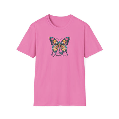 Faith Butterfly - Unisex Softstyle T-Shirt | Inspirational Tee, Gift for Her, Spring Fashion, Spiritual Wear, Summer Outfit
