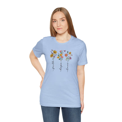 "Faith Hope Love" Flowers Unisex Softstyle T-Shirt