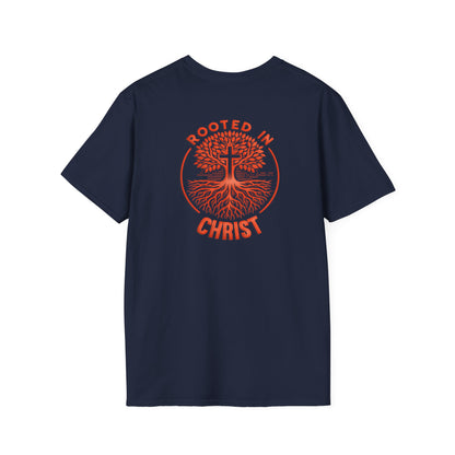 "Rooted In Christ" Back Print Unisex Softstyle T-Shirt
