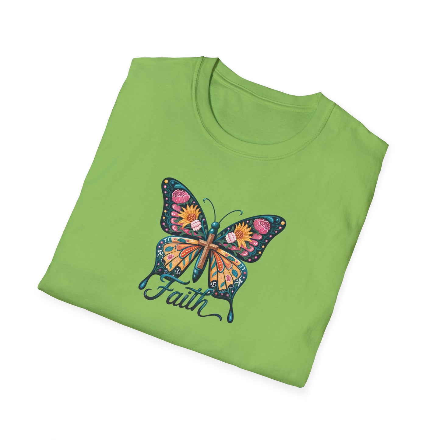 Faith Butterfly - Unisex Softstyle T-Shirt | Inspirational Tee, Gift for Her, Spring Fashion, Spiritual Wear, Summer Outfit
